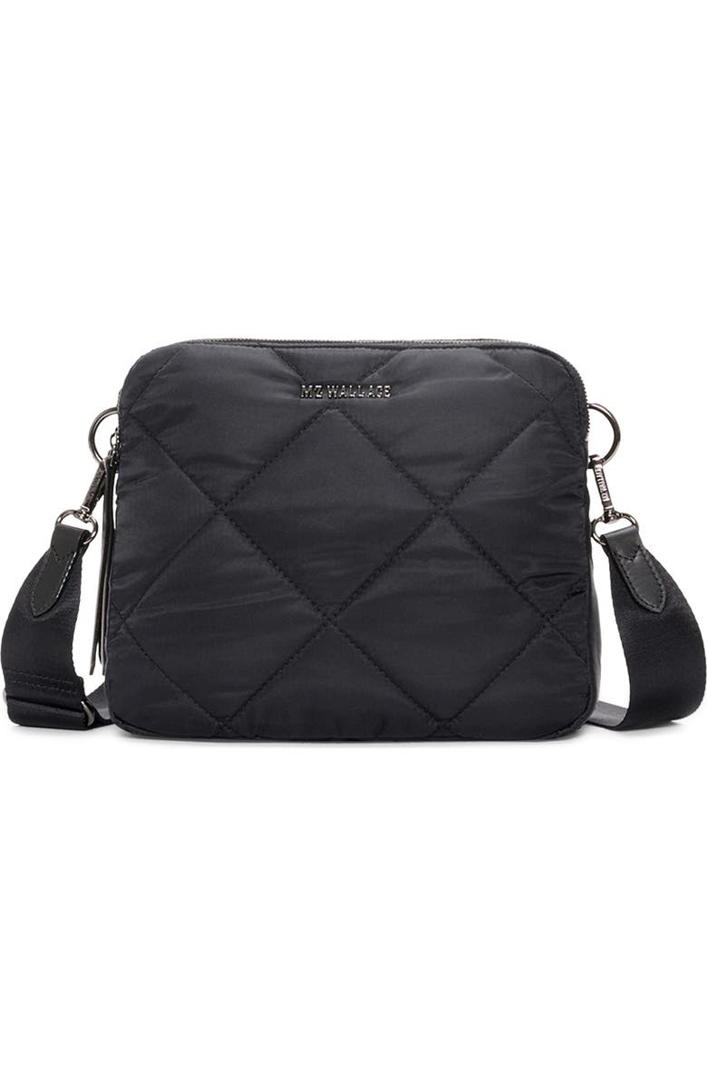 MZ Wallace Madison Quilted Nylon Crossbody Bag, Main, color, Black