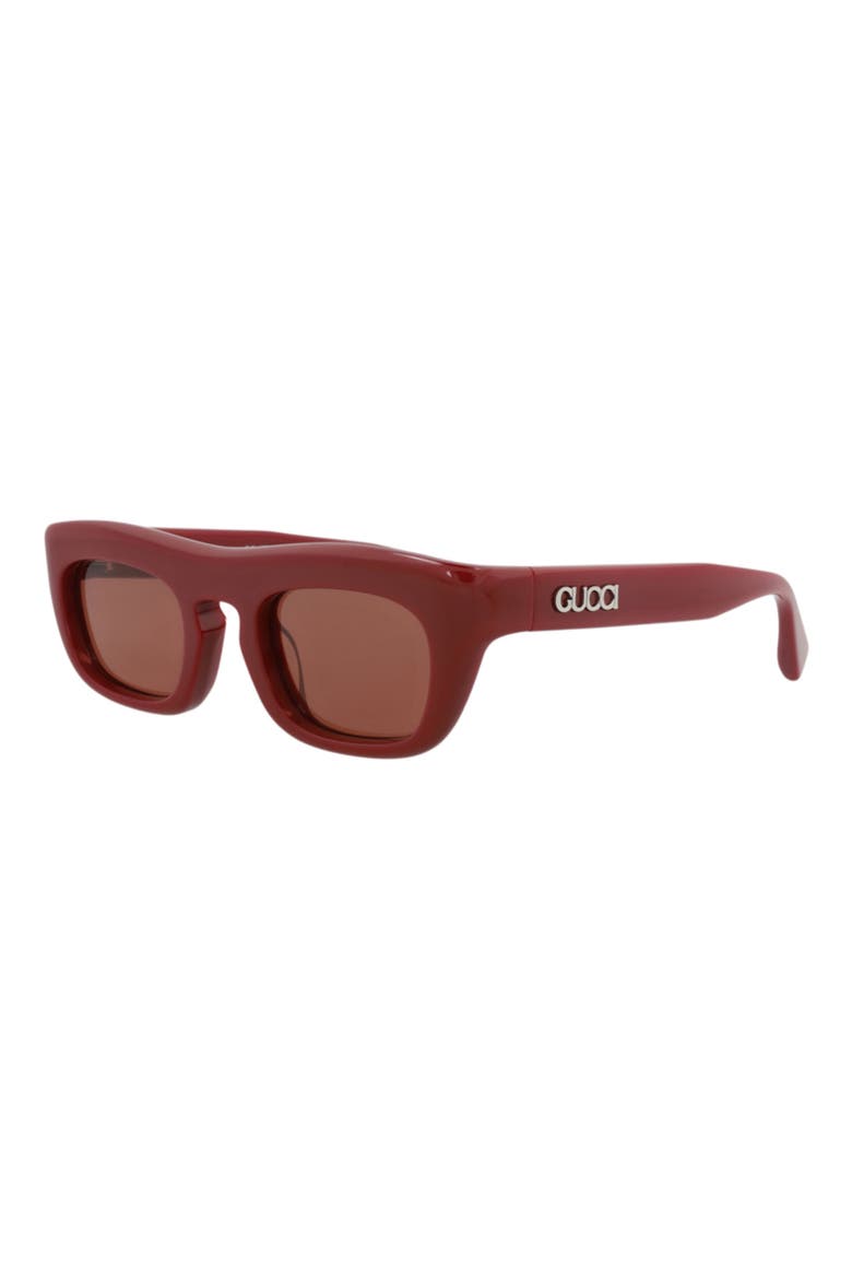 50mm Rectangle Sunglasses, Alternate, color, BURGUNDY BURGUNDY BROWN