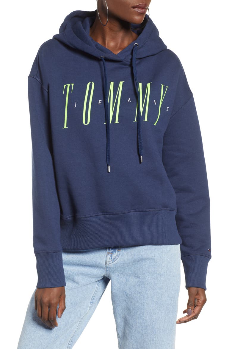 Essential Logo Hoodie, Main, color, BLACK IRIS