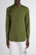 McQueen Logo Tape Harness Stretch Cotton Button-Up Shirt