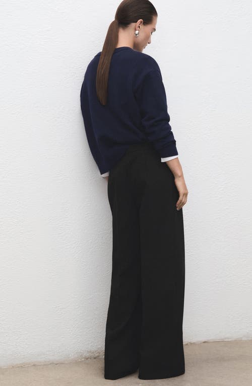 Mango Pleated Straight Leg Pants In Black