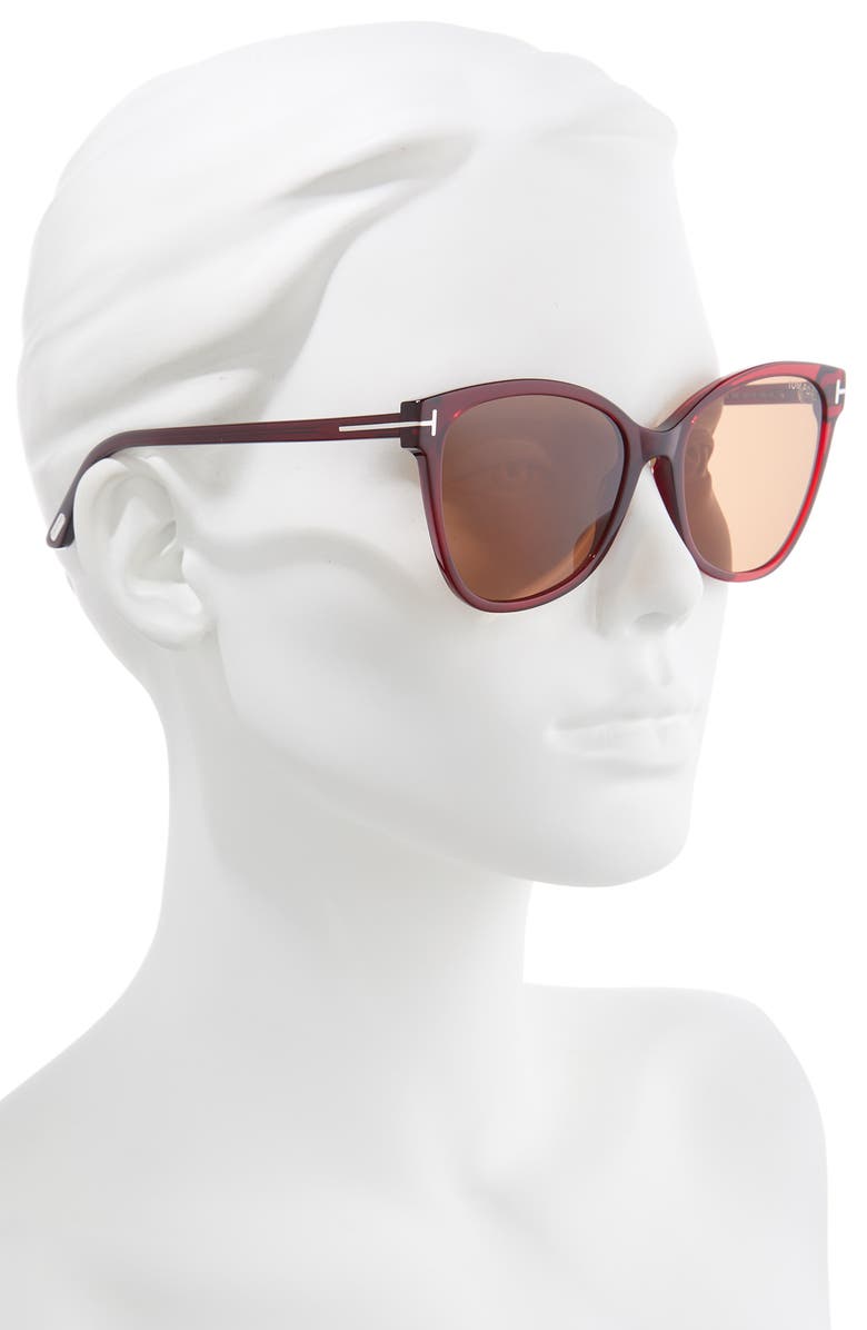 TOM FORD Ani 58mm Gradient Cat Eye Sunglasses, Alternate, color, Red/ Brown