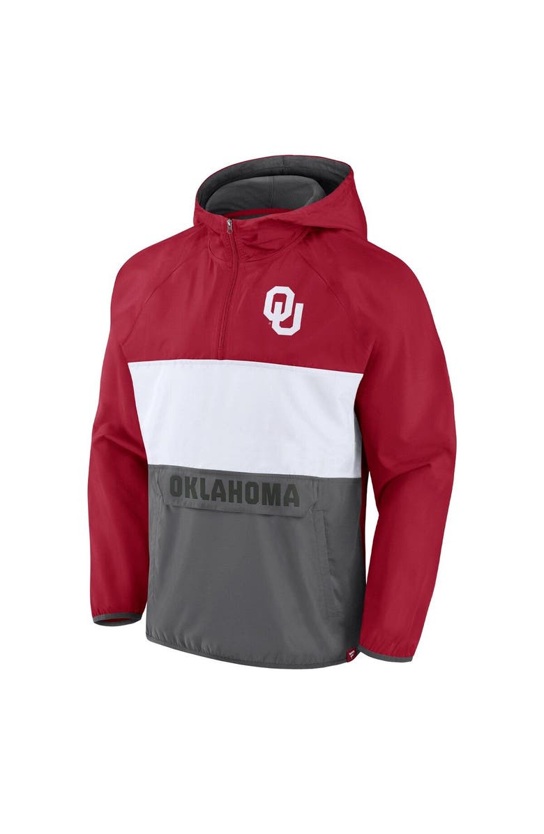 FANATICS Men's Fanatics Crimson Oklahoma Sooners Victory On Raglan Quarter-Zip Hoodie, Alternate, color, Crimson