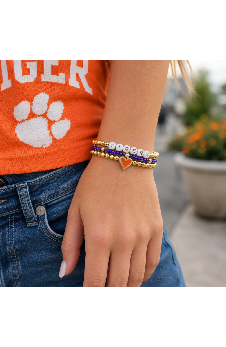 Color Shout Clemson Love My College Bracelet Stack, Alternate, color, Yellow Gold