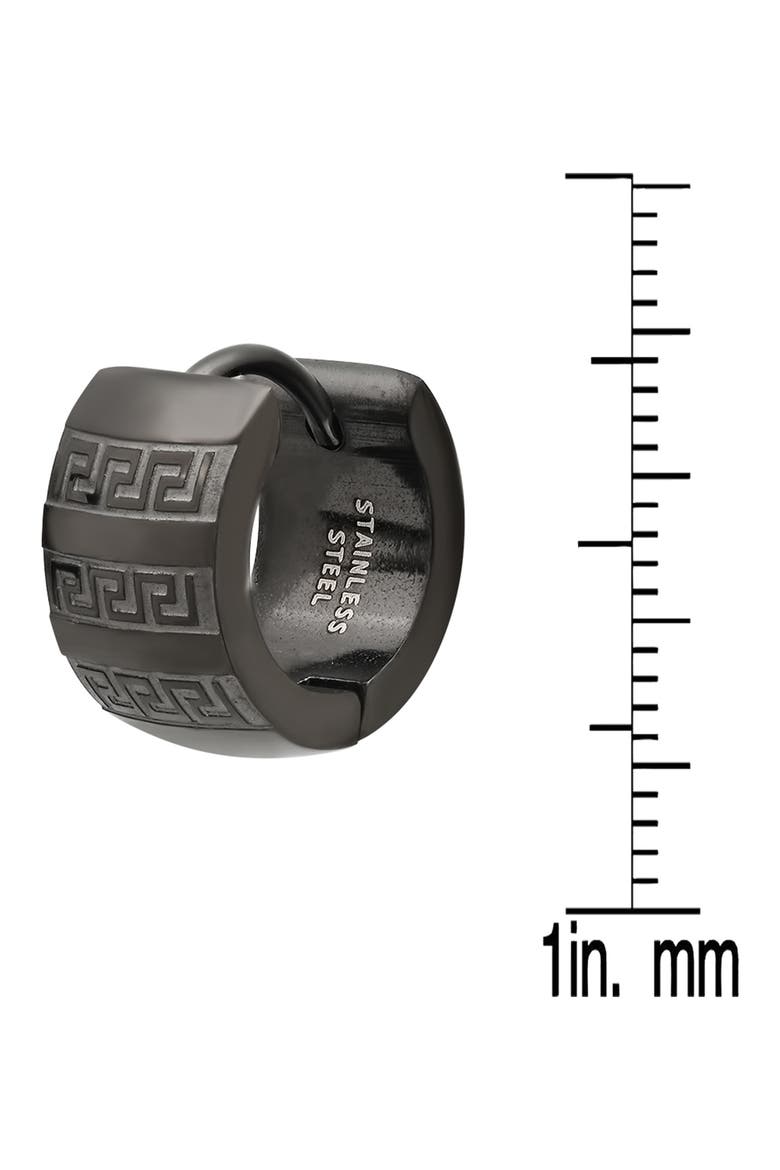 Black IP Stainless Steel Geometric Huggie Earrings, Alternate, color, BLACK