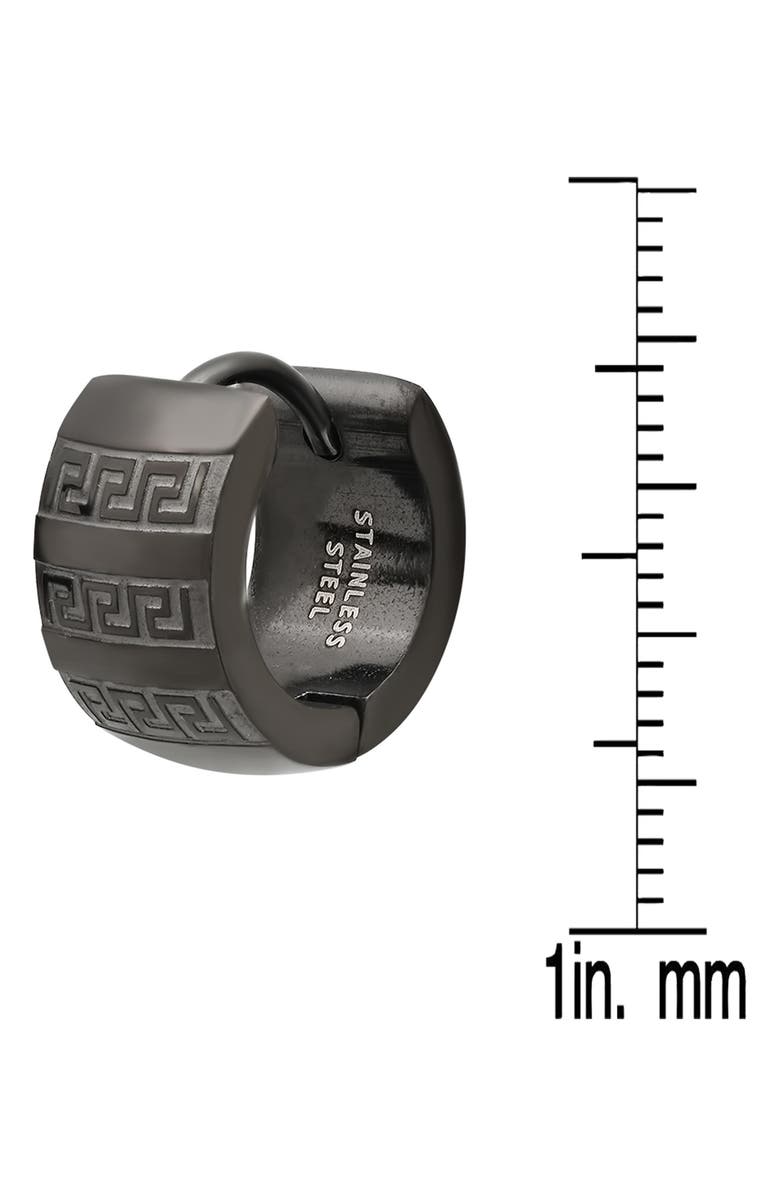 HMY JEWELRY Black IP Stainless Steel Geometric Huggie Earrings, Alternate, color, Black
