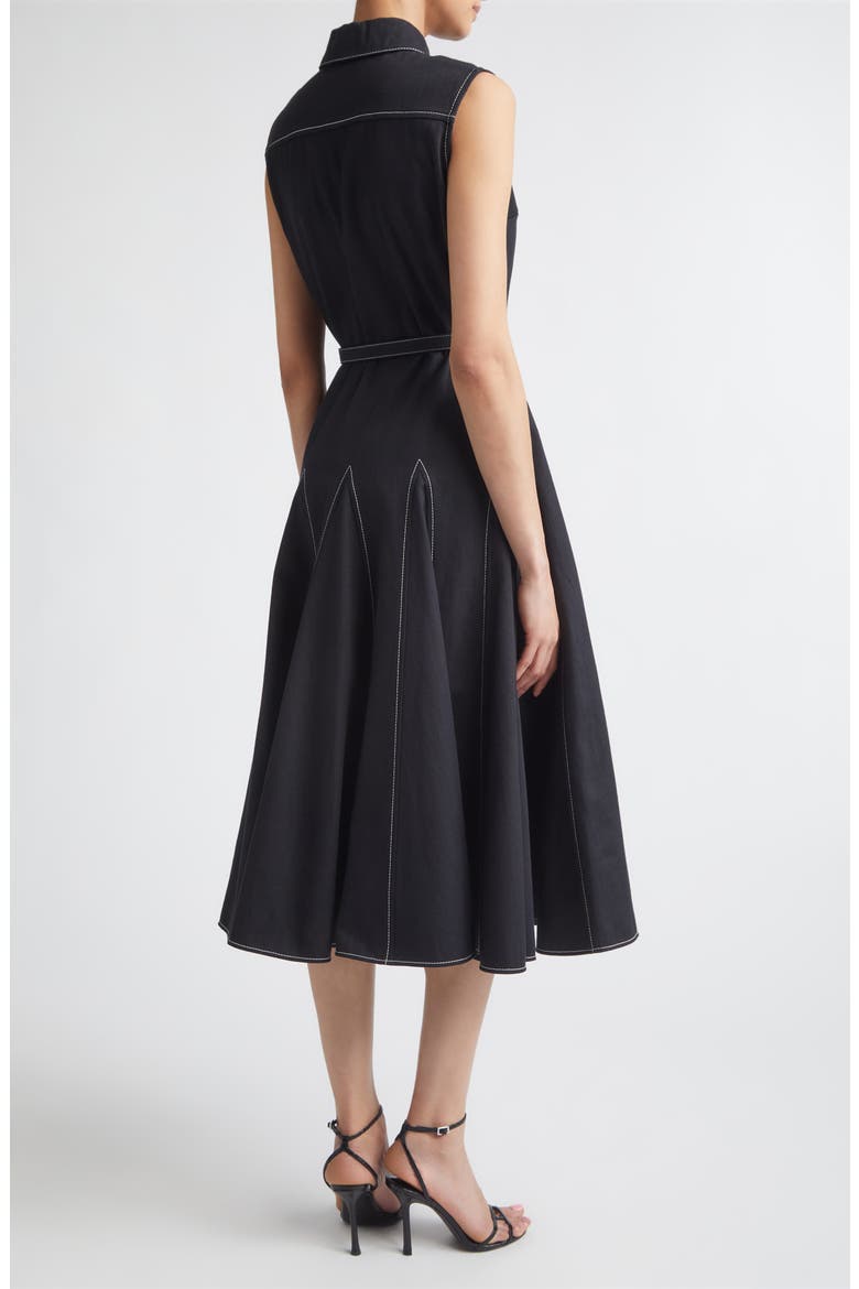 Monique Sleeveless Gored Denim Dress, Alternate, color, BLACK