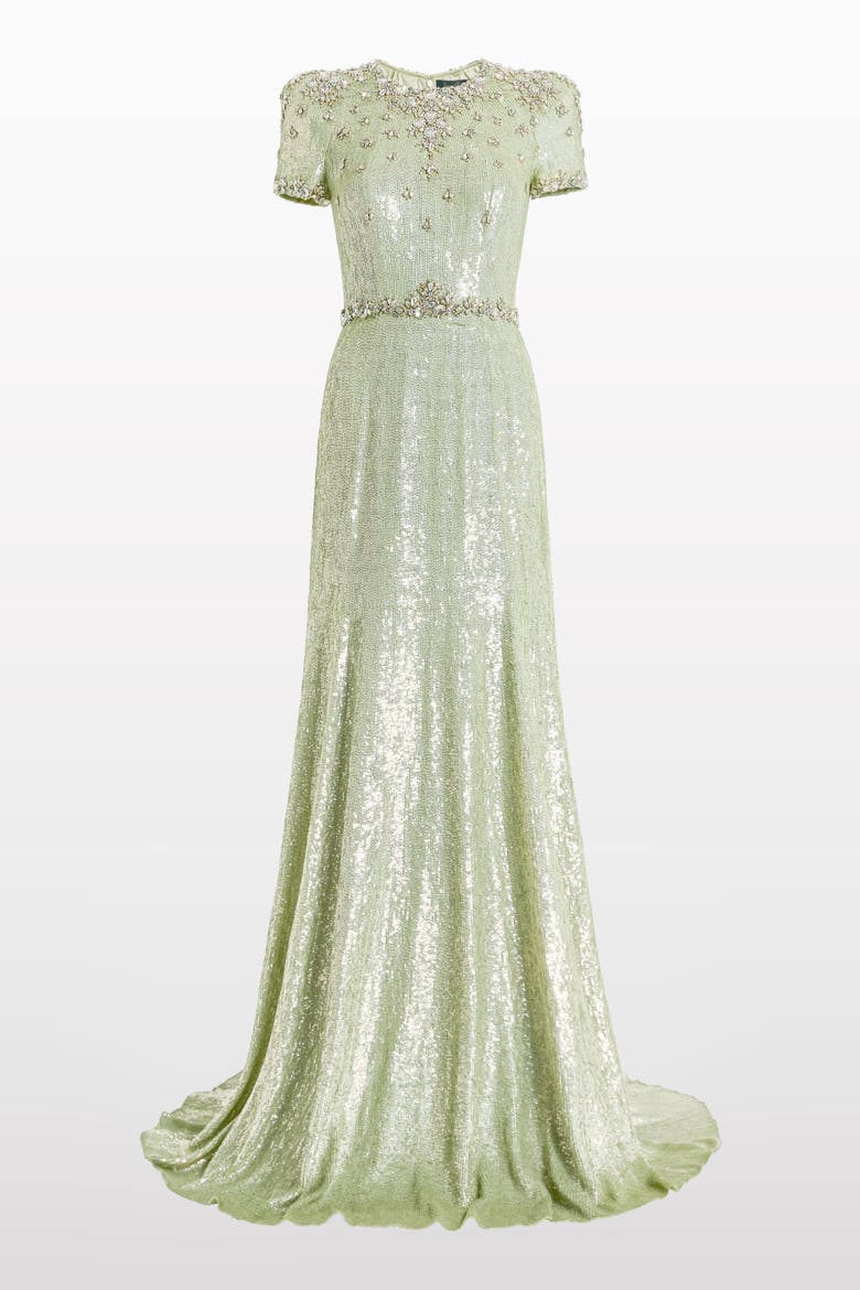 Lombard Embellished Dress, Main, color, Marmo Green