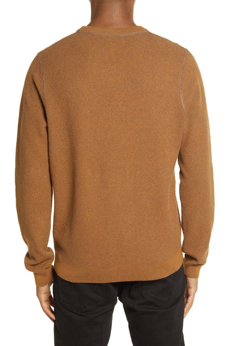 Textured Crewneck Sweater, Alternate, color, BROWN RUBBER