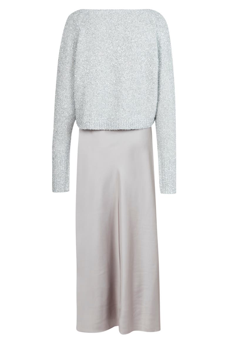 Rosetta Tinsel Two Piece Sweater & Slipdress, Alternate, color, SILVER/ PEWTER