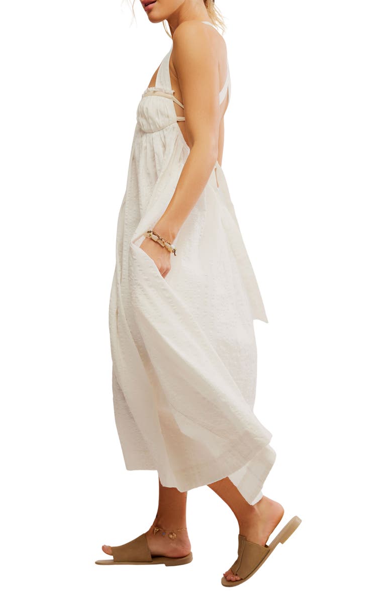 Free People Poppy Cotton Seersucker Midi Dress, Alternate, color, Coconut Milk