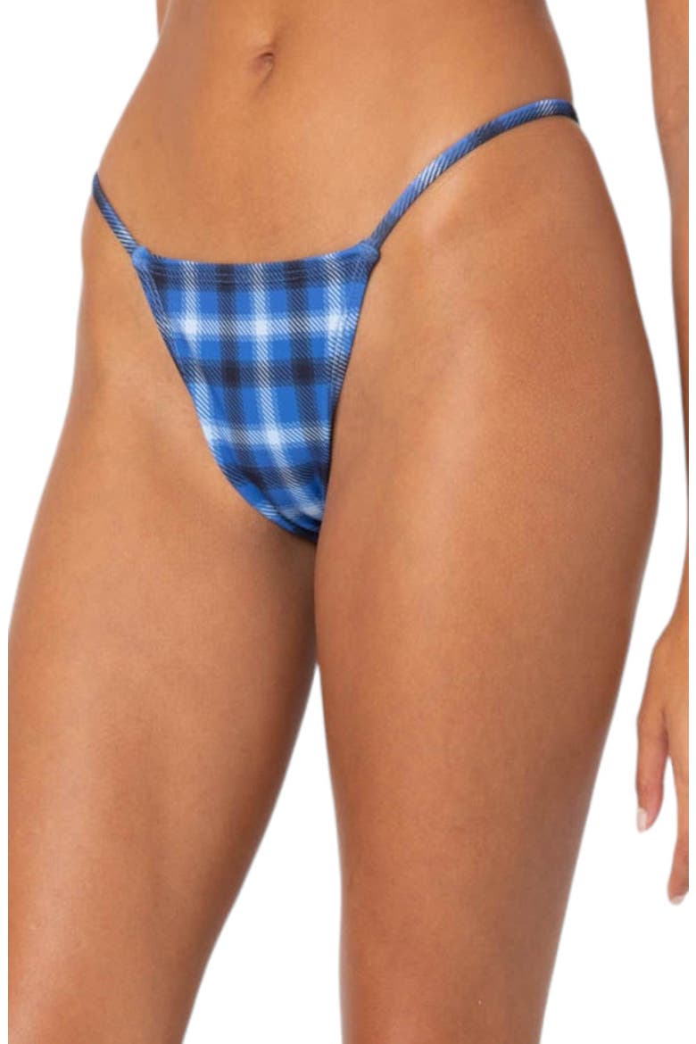 Preppy Plaid Print Bikini Bottoms, Alternate, color, BLUE