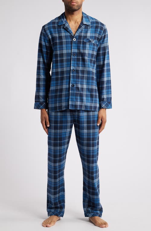 Majestic International Country Cotton Flannel Pajamas in Blue Plaid 