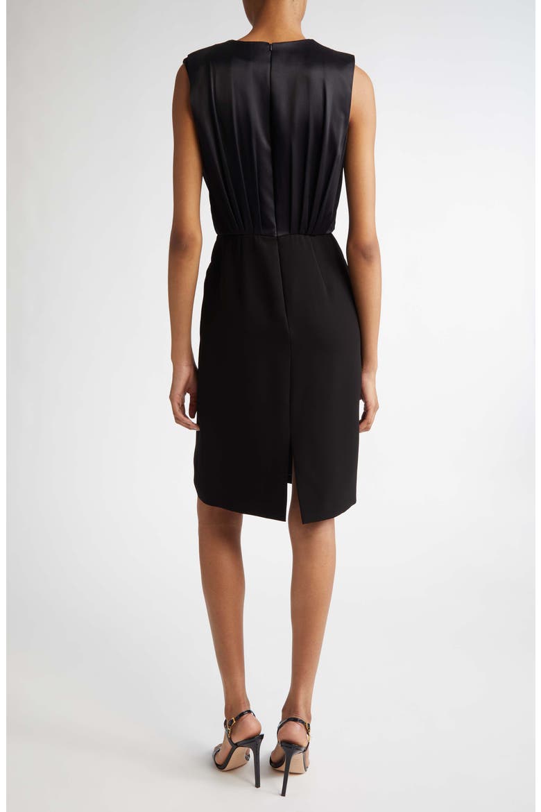 Vittor Pleated Overlay Sleeveless Cady Dress, Alternate, color, BLACK