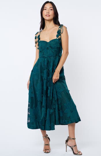 Emilia Bustier Lace Midi Cocktail Dress