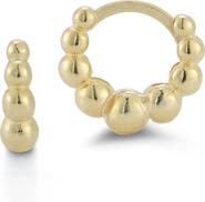 CHLOE AND MADISON 14K Gold Plate Sterling Silver Bead Huggie Hoop Earrings