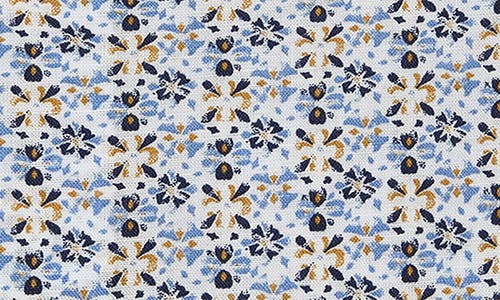 David Donahue Floral Print Linen & Cotton Short Sleeve Button-up Shirt In Multi