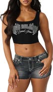 True Religion Crystal Bandana Rib Crop Tank