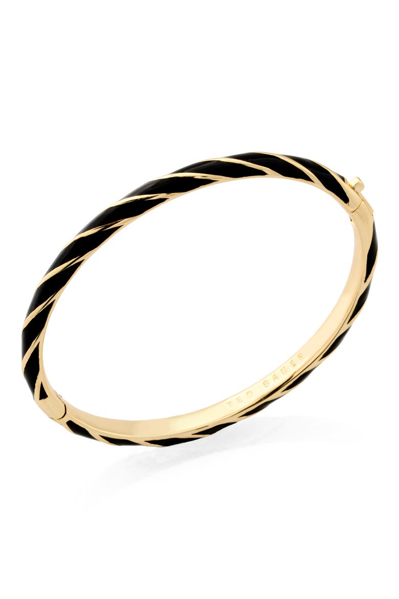 Trinity Twist Enamel Hinged Bangle, Alternate, color, GOLD TONE BLACK
