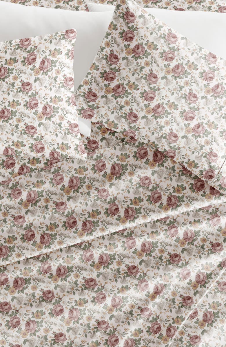 HOMESPUN Floral Microfiber Sheet Set, Alternate, color, Blooming Floral Rose