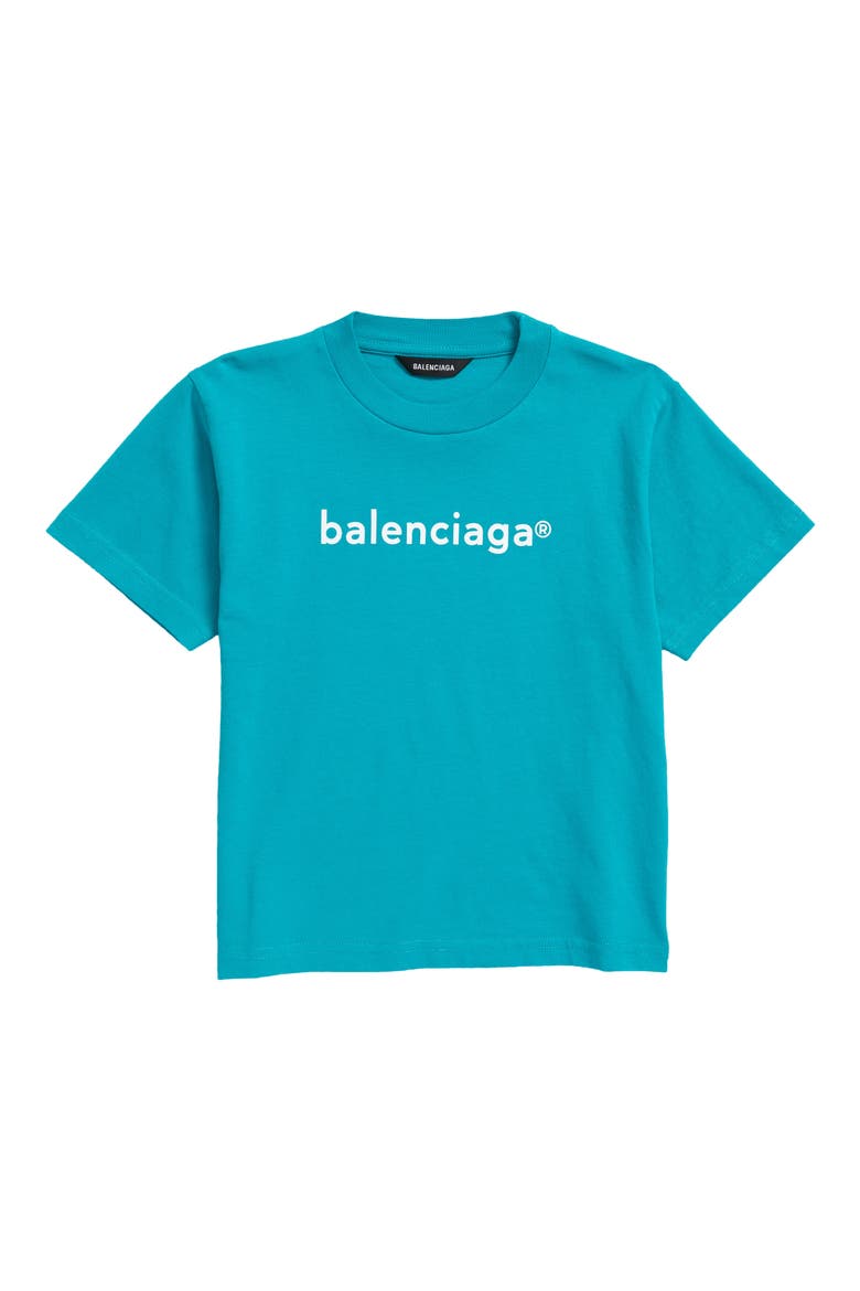 Kids' Logo Graphic Tee, Main, color, TURQUOISE/ WHITE