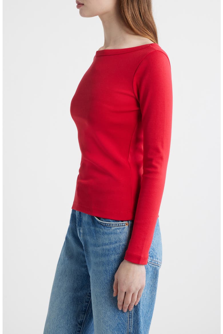 The '90s Compact Cotton Boatneck T-Shirt, Alternate, color, CHERRY