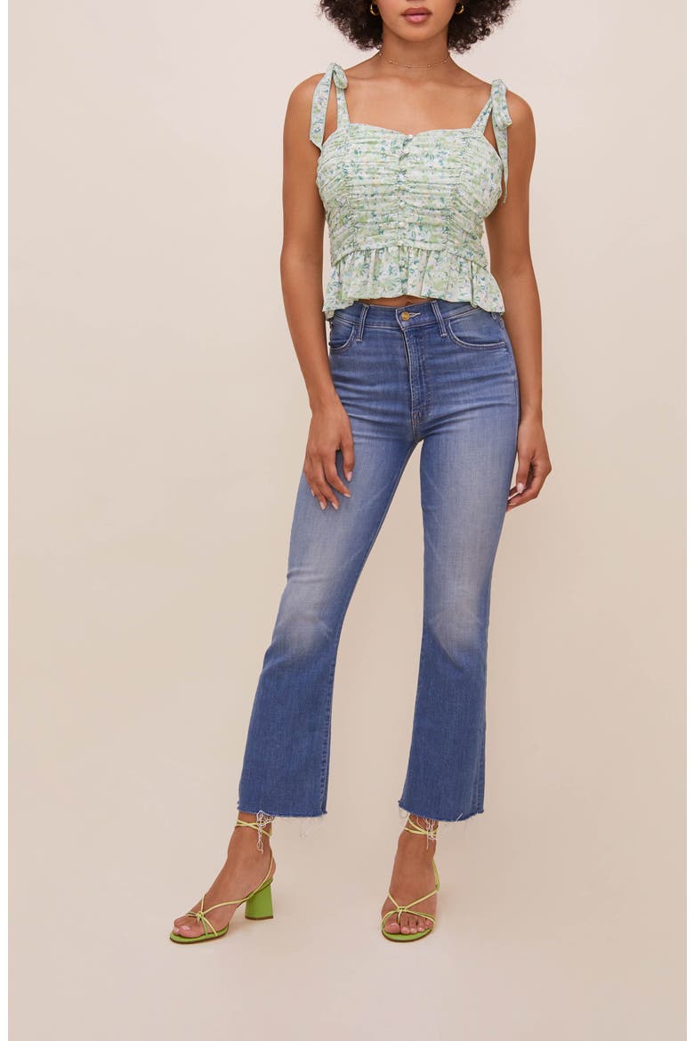 Tie Shoulder Peplum Crop Tank, Alternate, color, GREEN WHITE FLORAL