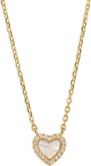 Argento Vivo Sterling Silver Pavé Mother-of-Pearl Heart Pendant Necklace