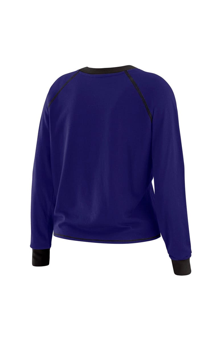 WEAR by Erin Andrews Women's WEAR by Erin Andrews Purple/Black Baltimore Ravens Tie-Front Long Sleeve Top, Alternate, color, Purple