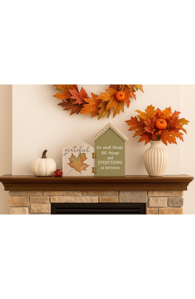Transpac Wood Brown Harvest Grateful Tabletop Decor, Alternate, color, Brown