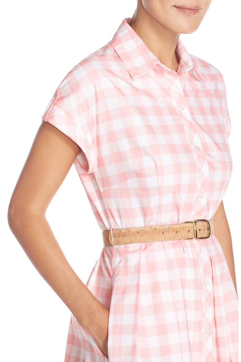 Check Cotton Poplin Shirtdress, Alternate, color, PINK/ IVORY