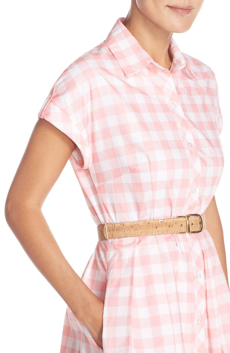 Eliza J Check Cotton Poplin Shirtdress, Alternate, color, 