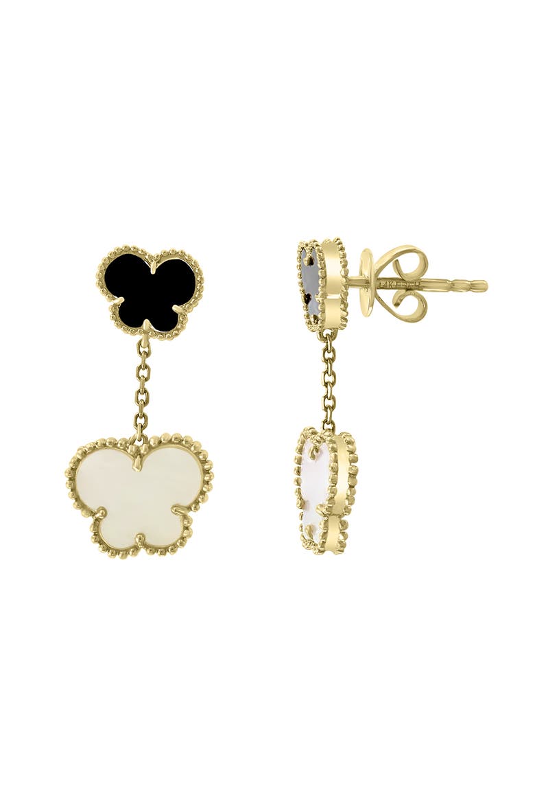 14K Yellow Gold ,Mother of Pearl,Onyx Earrings, Alternate, color, Hematite and FW Blush Pearl