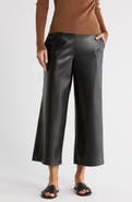 MAX STUDIO Faux Leather Crop Wide Leg Pants