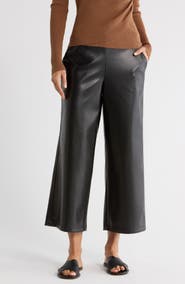 MAX STUDIO Faux Leather Crop Wide Leg Pants