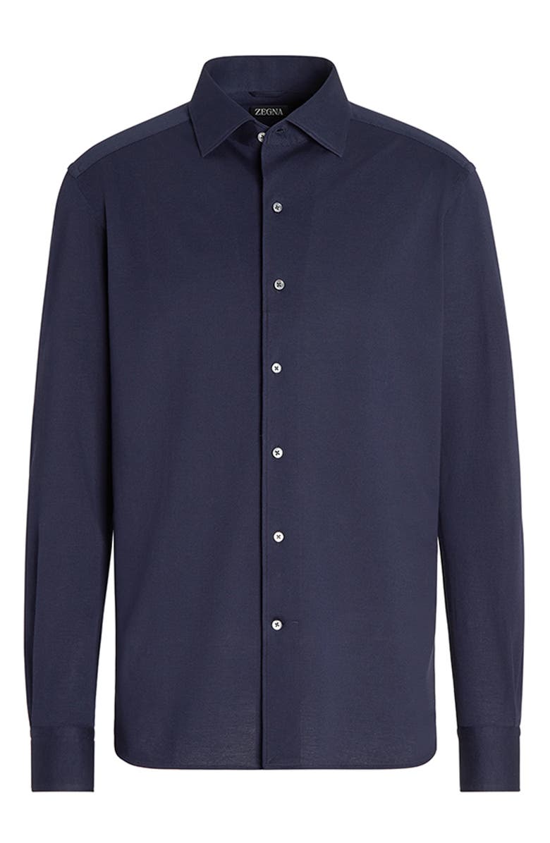 ZEGNA Stretch Cotton Jersey Button-Up Shirt, Alternate, color,