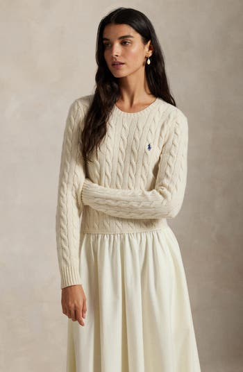 Mixed Media Cable Stitch Long Sleeve Maxi Dress