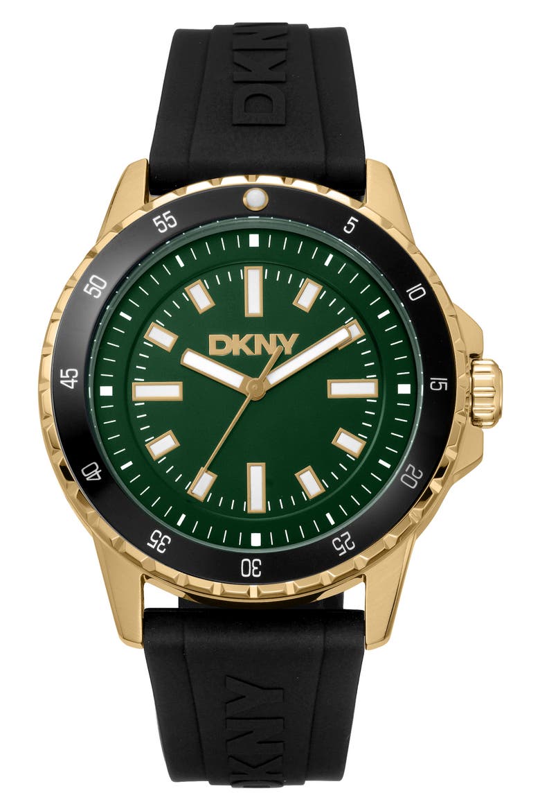 Sport Silicone Strap Watch, 43mm, Main, color, DARK GREEN
