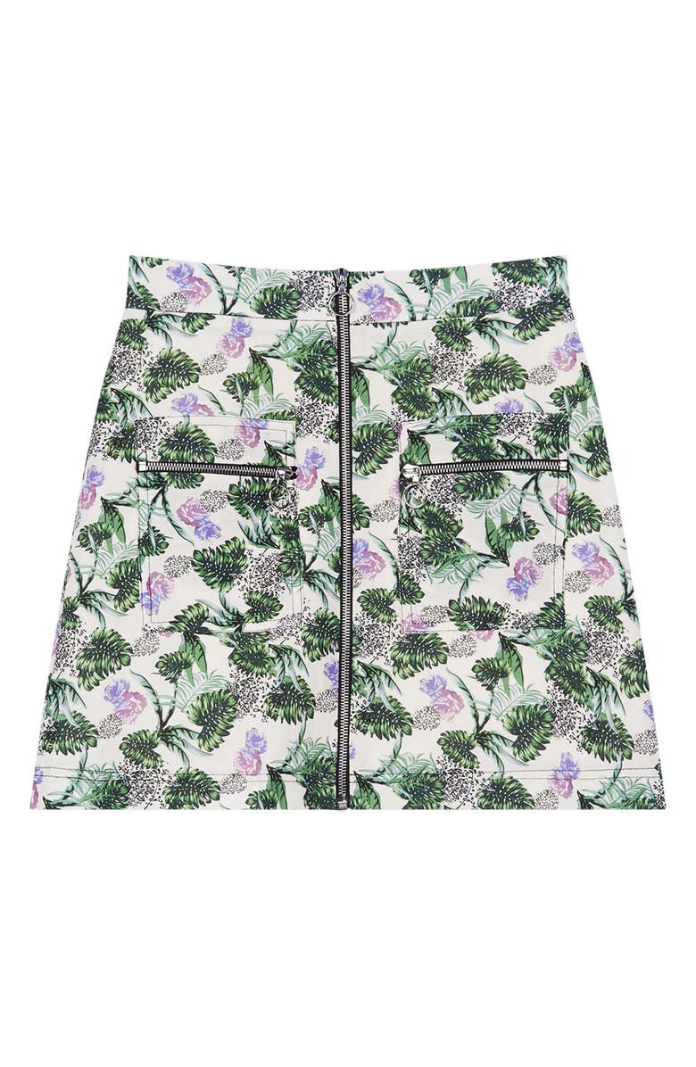maje Zippered Print A-Line Miniskirt, Alternate, color, Green