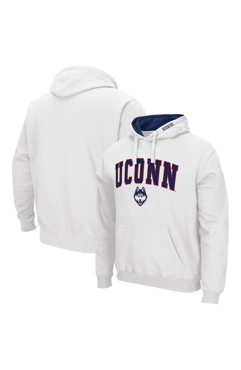 COLOSSEUM Men's Colosseum White UConn Huskies Arch & Logo 3.0 Pullover Hoodie, Main, color, White