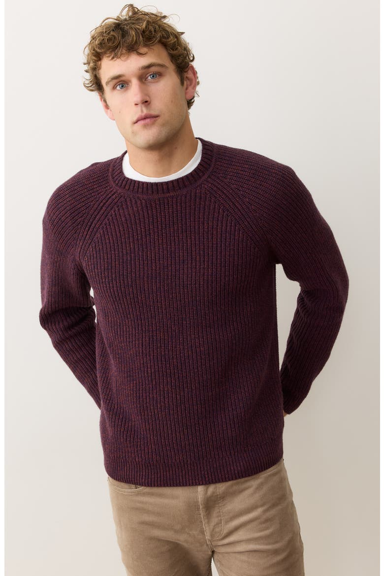 Inverness Rib Crewneck Sweater, Alternate, color, SANGRIA/ VENEER