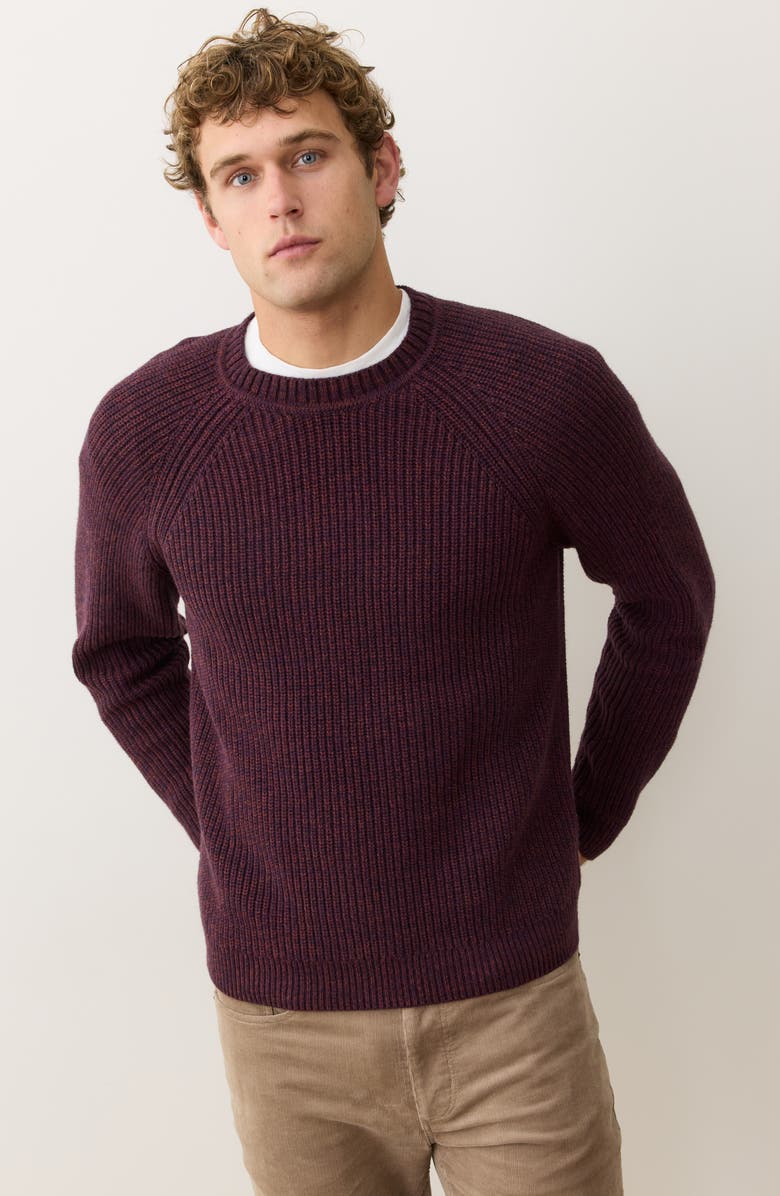 Marine Layer Inverness Rib Crewneck Sweater, Alternate, color, Sangria/ Veneer