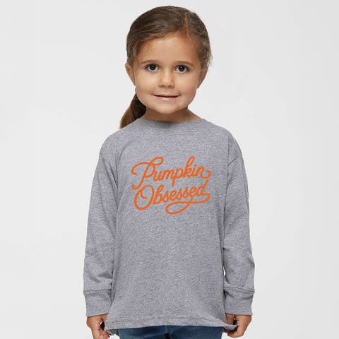 Pumpkin Obsessed Cursive Toddler Long Sleeve Graphic Tee