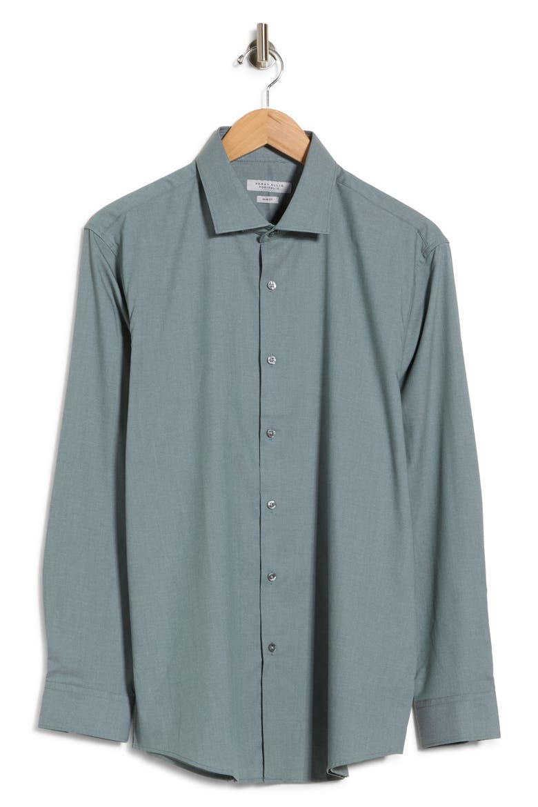 Elevated Twill Slim Fit Dress Shirt, Alternate, color, OLIVE