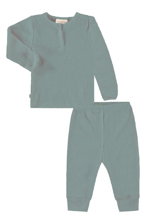 Paigelauren Kids' Thermal Knit Henley & Joggers Set In Sage