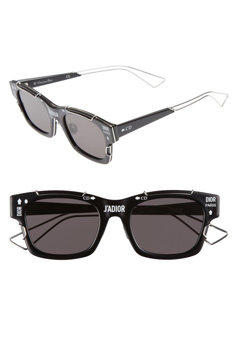 J'Adior 51mm Sunglasses, Main, color, BLACK/ PALLADIUM