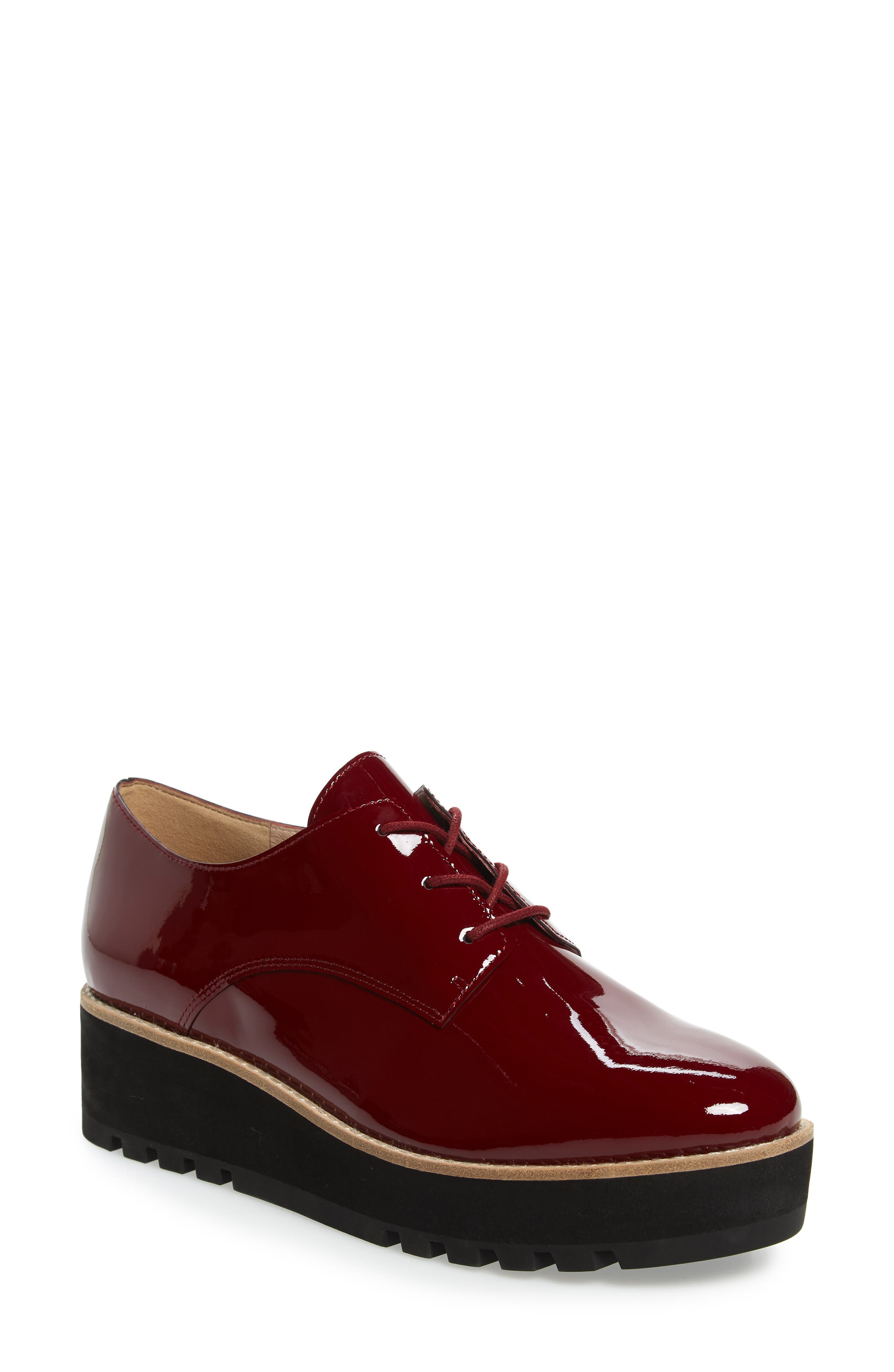 Eileen Fisher Eddy Derby, Main, color, Burgundy Patent Leather