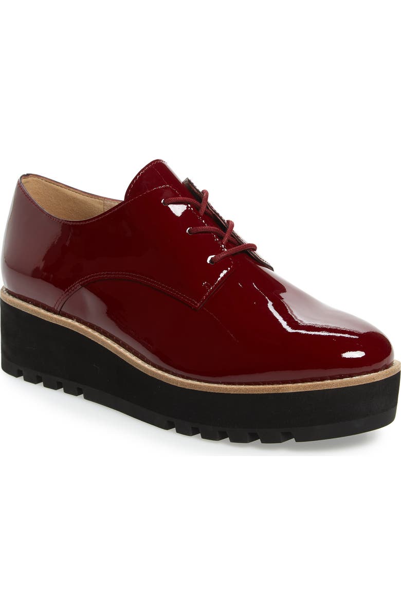 Eileen Fisher Eddy Derby, Main, color, Burgundy Patent Leather