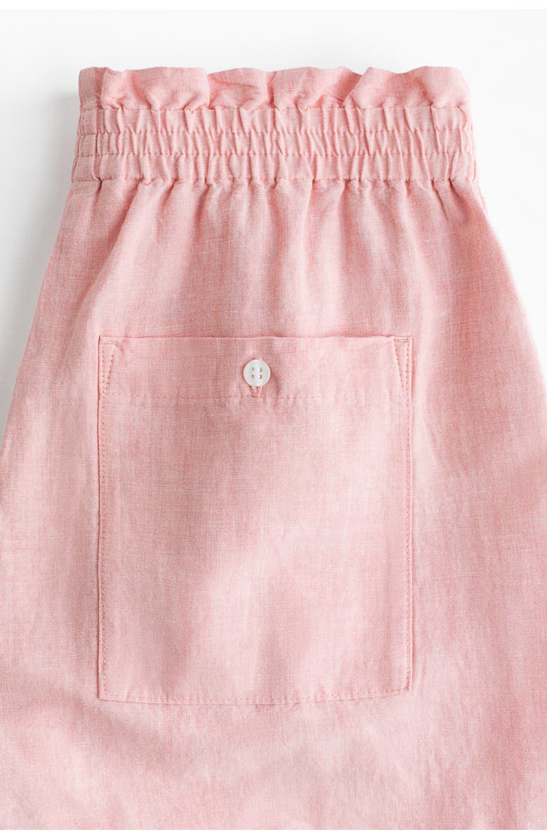 H&M Linen-blend Paper Bag Shorts, Alternate, color, Pink