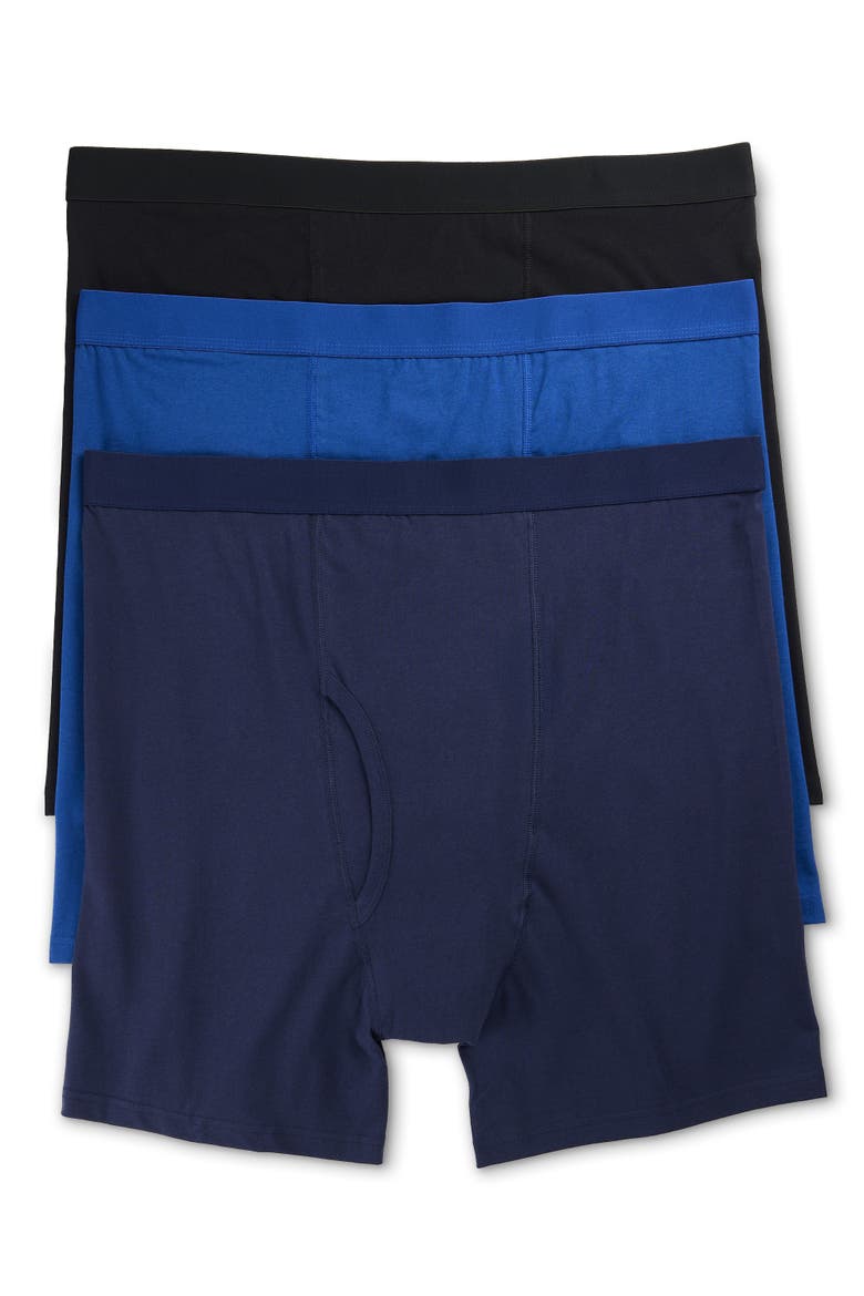 Big & Tall 3-pk Solid Active Stretch 4 Inch Boxer Briefs, Main, color, BLUE QUARTZ